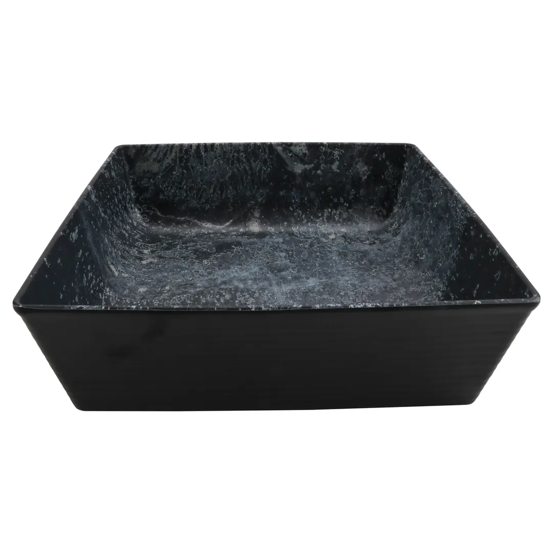 GET 30905-WP Endure Salad Bowl, 3.5 Qt., 10"L x 10"W x 3"H, Square, Melamine, Weathered Pewter, Black