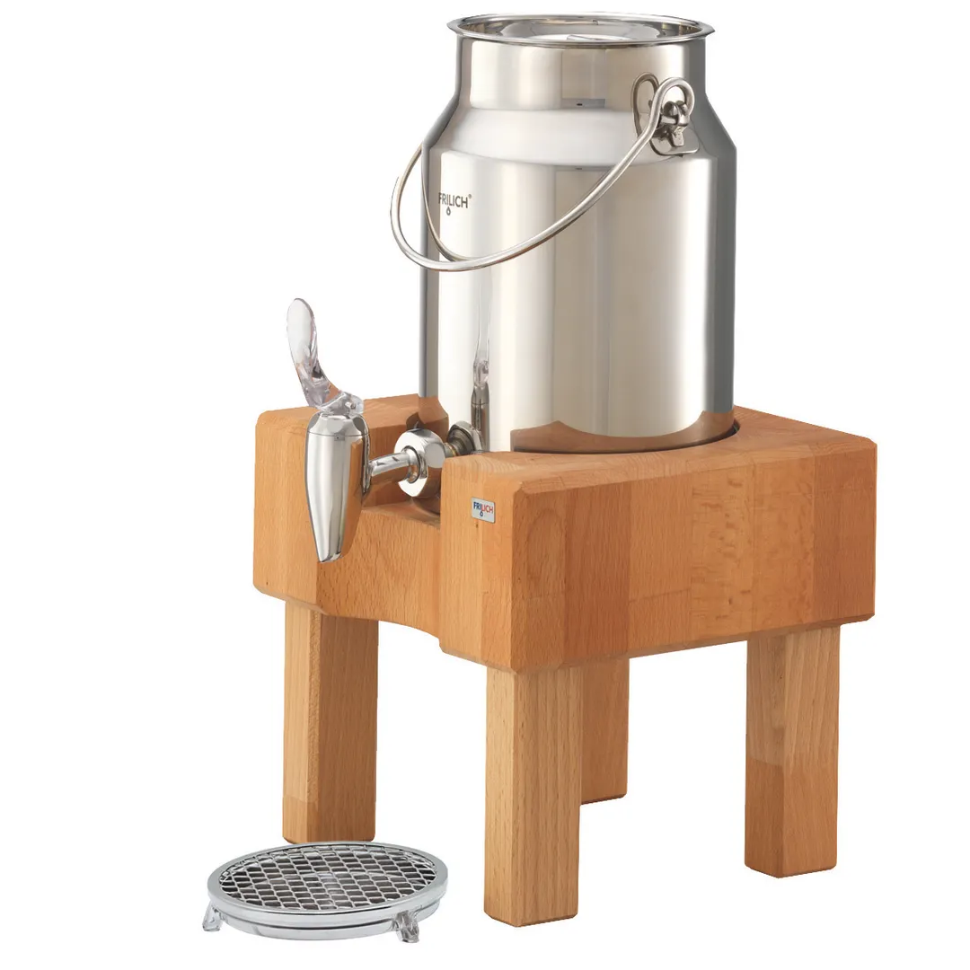 GET 3131042 Frilich Milk Dispenser, 1.3‑Gallon (5 L) 8.9"×8.7"×16.3" Stainless Steel Valve - Set