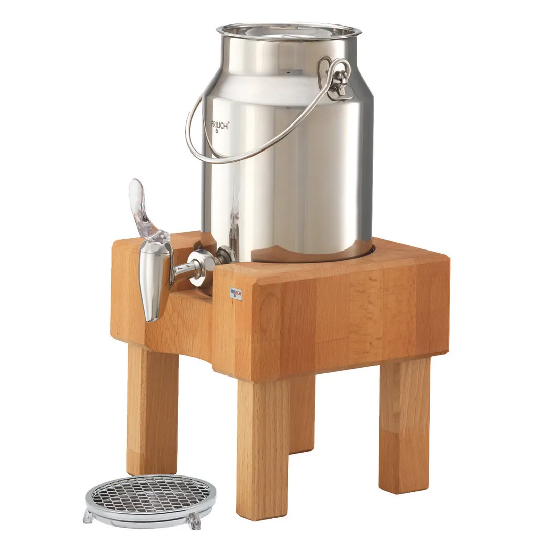 GET 3131300 Frilich Milk Dispenser, 3.2 Qt 0.8 Gal/3 L, 8.9"W x 8.7"D x 15"H, SS, Valve,Stand - Set