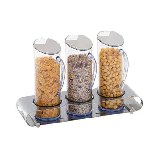 GET 3177011 Elegance Muesli Bar Trio, 18.5" W x 11.4" D x 5.5" H, 3 1.6 Qt Acrylic Containers, Lids, Base
