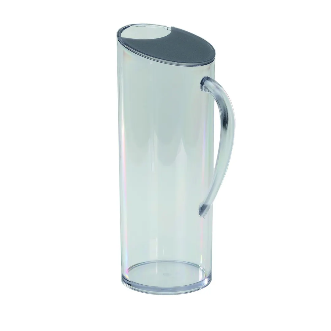 GET 3188150 Frilich Muesli Flute, 50.7 Oz (1.5 L) Clear Plastic, 5-3/10" H, Handle, Grey Lid