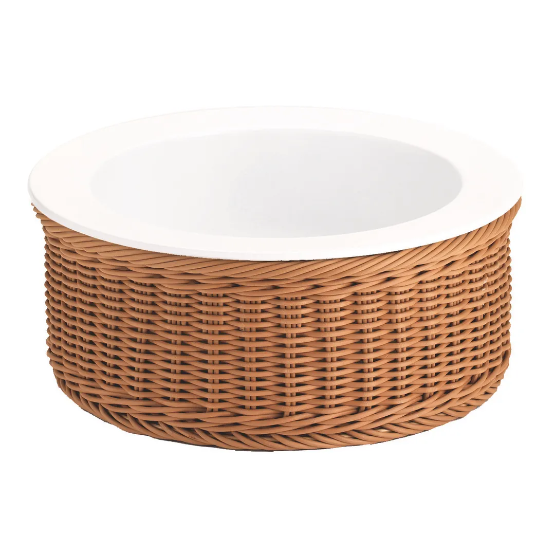 GET 3254050 Frilich Picknick Round Set 12" Dia x 5.7" H, China Plate Wicker Basket, Pack/Basin - Set