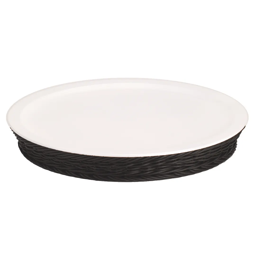 GET 3255051 Frilich Picknick Set, 16" Dia. x 2-3/4" H Round Tray, China Plate, Wicker Basket - Set