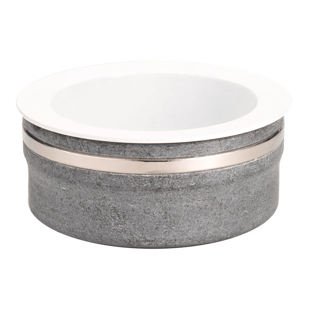 GET 3257050 Frilich Earth Set Round 12-1/5" Dia. X 5-3/5" H, Plate, Soapstone Base, Steel Hoop - Set