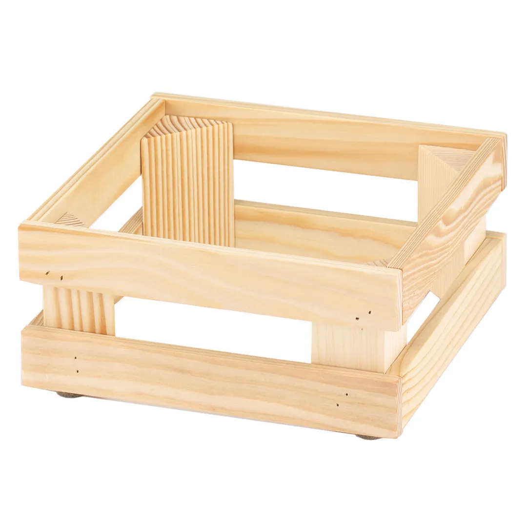 GET 3588131 Raiser Display Riser Frame, Square 9" x 9" x 4-1/10" Wood Natural Finish, Single Step