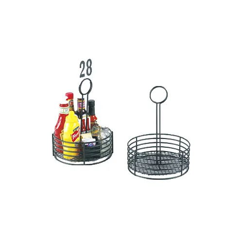 GET 4-31860 Condiment Caddy, 8-1/2" Dia. x 12"H, Round, Iron Teflon Coated, Black