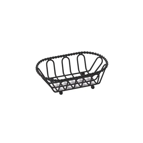 GET 4-33453 Oval Braided Basket, 7-1/2" x 4-1/2" x 2-1/4", Iron Powder Coated, Black