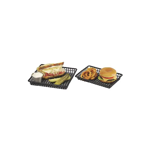 GET 4-35809 Rectangular Grid Basket, 9" x 7" x 1-1/8", Iron Polyethylene Coated, Black