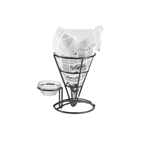 GET 4-361644 Clipper Mill Fry Cone Basket, 5" Dia. x 7" H, Iron Powder-Coated Black, Condiment Holder