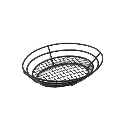 GET 4-38814 Clipper Mill Basket Oval, 11" × 8" × 2-1/4", Raised Grid Base, Iron Powder-Coated Black