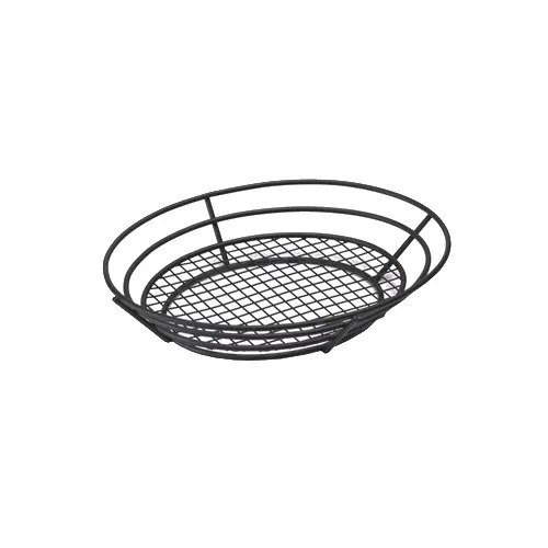 GET 4-38848 Clipper Mill Basket – Oval, 12-1/2" x 9-1/4" x 2-1/4", Iron Black Powder-Coated Grid
