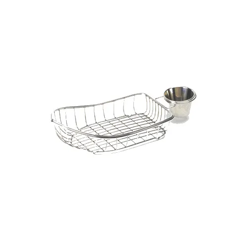 GET 4-80117 Stainless Steel Boat Basket, 9-1/2" x 5" x 2-3/4", with 1 Condiment Cup Holder