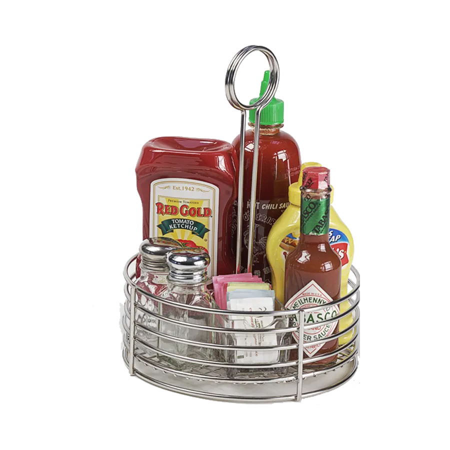 GET 4-81850 Stainless Steel Caddy, 7-1/2" Dia. x 9-1/2"H, Round, Silver, Single Compartment