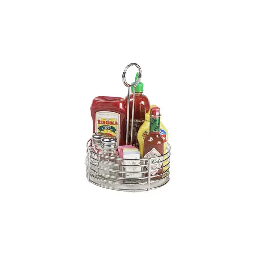 GET 4-81866 Round Stainless Steel Condiment Caddy, 8-1/2" Dia. x 12" H, Silver Finish