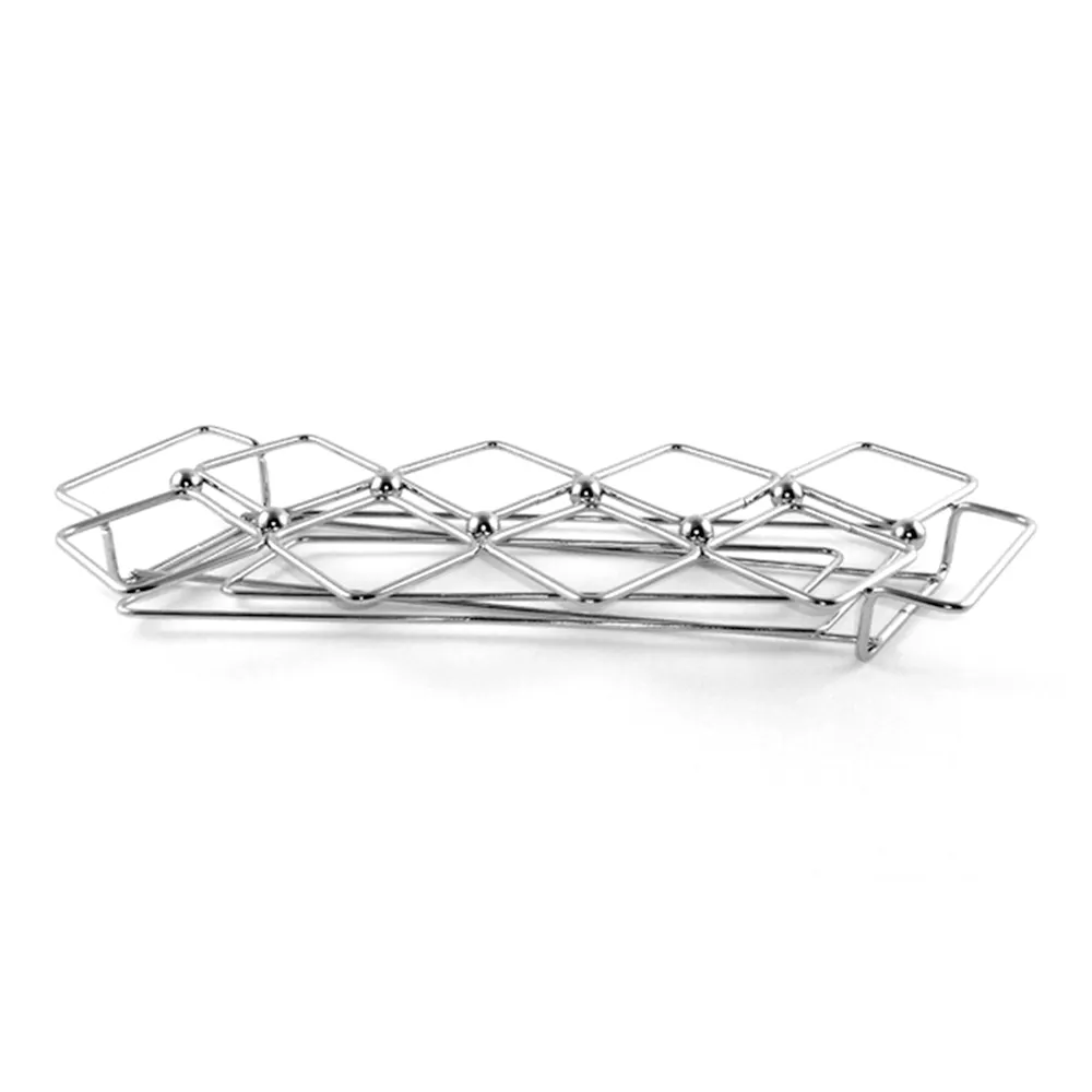 GET 4-82018 Stainless Steel Dessert Caddy with 8 Square Holders, 11-3/4" x 3-1/4" x 1-1/4", Silver