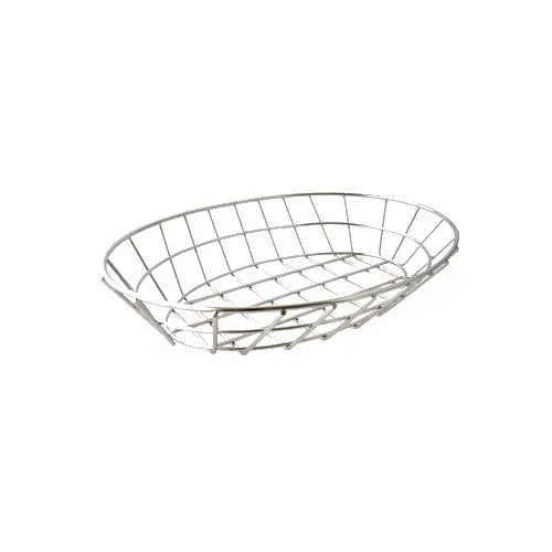 GET 4-84418 Clipper Mill Grid Basket - Oval, 12" x 8-1/2" x 2", Stainless Steel Serving Basket