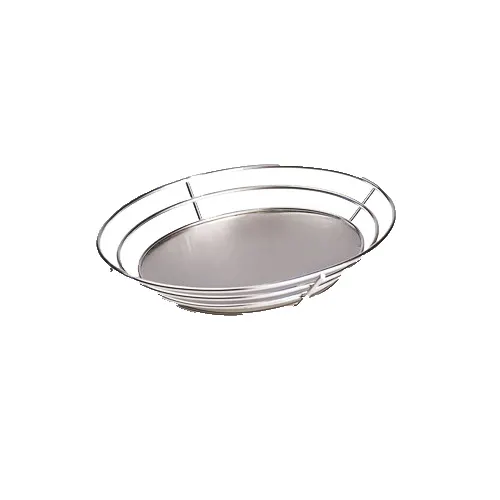 GET 4-84855 Oval Stainless Steel Basket, 12-1/2" x 9-1/4" x 2-1/4", Raised Solid Base