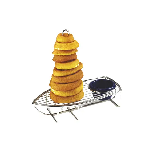 GET 4-881818 Onion Ring Tower, 9-1/2" x 5" x 9", Stainless Steel, 2-3/4" Condiment Cup Holder