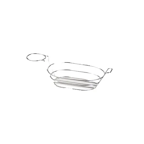 GET 4-91630 Oval Stainless Steel Basket, 9" x 6" x 3-1/2", With Handle & Condiment Cup Holder