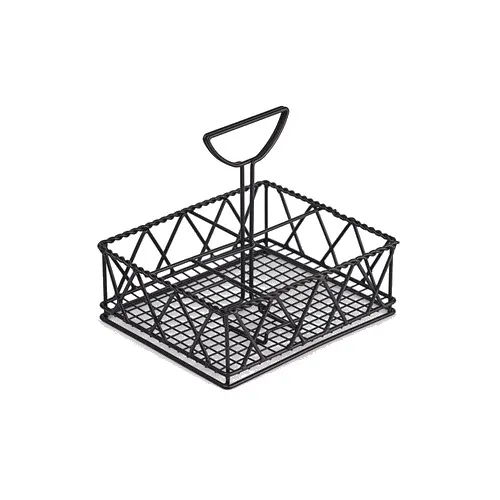 GET 4-931832 Clipper Mill 5-Compartment Condiment Caddy, 9" x 7" x 8", Iron Powder Coated Black