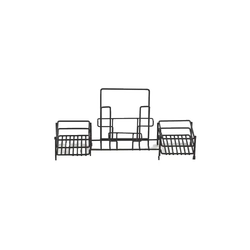 GET 4-931852 Clipper Mill Condiment Caddy, 15" x 4-1/2" x 6-3/4", 3-Compartment, Iron Powder Coated, Black