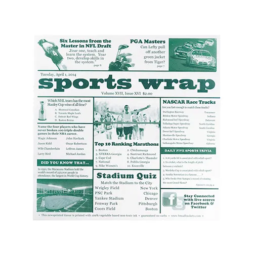 GET 4-TG1080 Clipper Mill Food-Safe Sports Newsprint Liner, 12" X 12", Paper