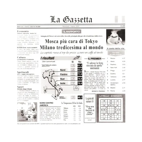 GET 4-TI1808 Food-Safe Italian Newsprint Liner, 12" X 12", Paper, White