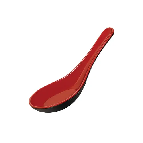 GET 6026-RB Fuji Soup Spoon, 0.8 Oz., Red/Black, Melamine, Break-Resistant, Dishwasher Safe, NSF - 1 Dozen