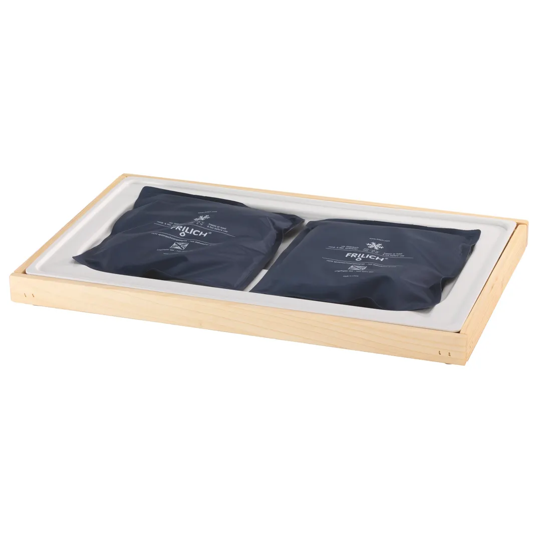 GET 6230030 Frilich Stand/Base Tray, 21-7/10" x 13-3/5" x 1-1/2" Insert, Cooling Pack and Wood - Set