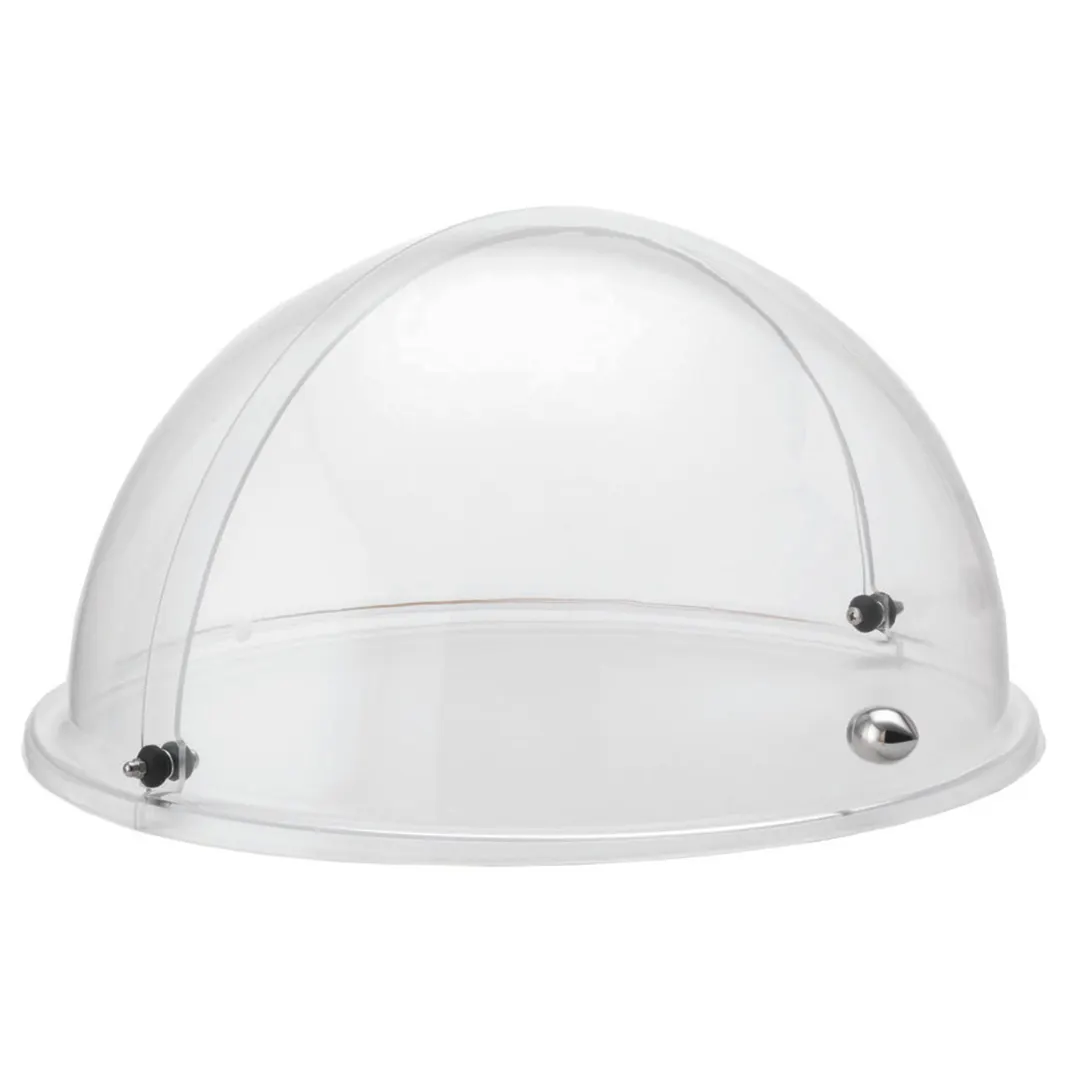 GET 8175020 Frilich Unison Dome Cover, 15‑3/4" x 8" Plastic, Roll‑Top, Hinged, Stainless Knob