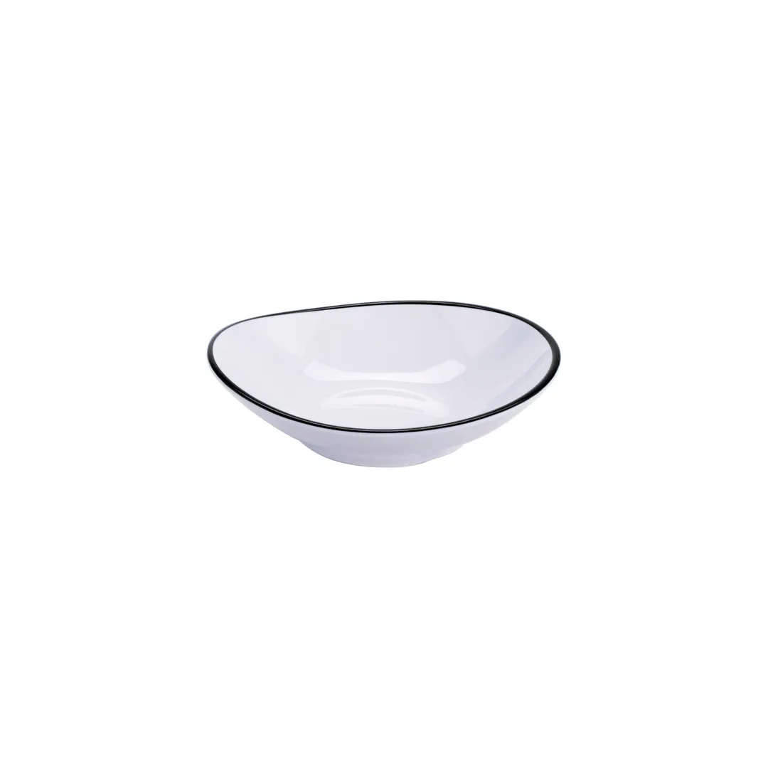 GET B-100-W/BK Bistro Bowl, 10 oz (12 oz rim), 7" x 6‑3/4" x 1‑1/2", White Melamine, Black Trim, NSF