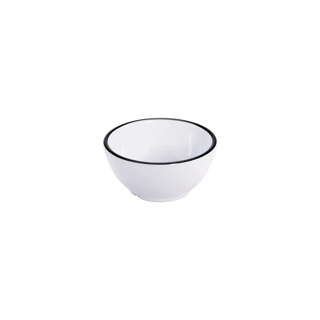 GET B-140-W/BK Enamelware Bowl, 5" Diameter, 14‑Oz (16‑Oz Rim‑Full), White, Melamine - Dozen