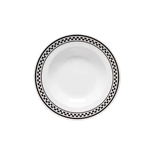 GET B-1611-X Diamond Chexers™ Bowl – 16‑19 oz, 11‑1/4" Dia x 1‑3/4" H, Black Rim, Melamine - 1 Dozen