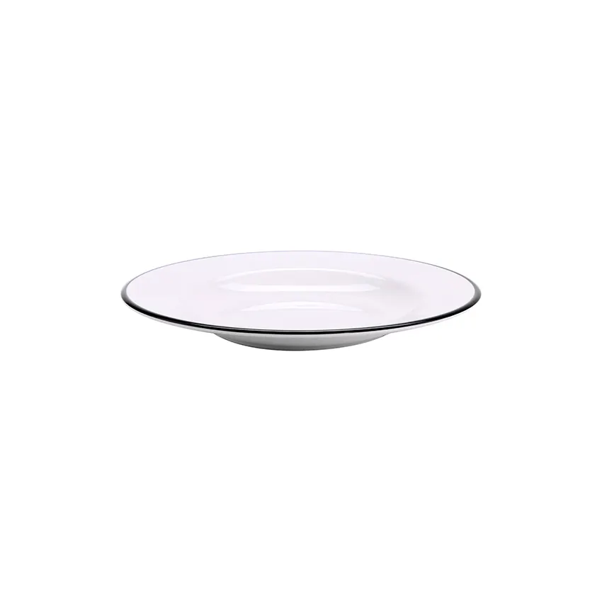 GET B-220-W/BK Settlement Bistro Bowl, 11", 28‑32 Oz White Black Trim Melamine - Dozen