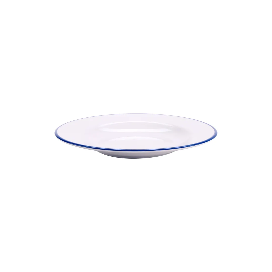 GET B-220-W/CB Bowl, 11" X 1-1/4", 28‑32 Oz, White With Cobalt Blue Trim, Melamine, Safe - 1 Dozen