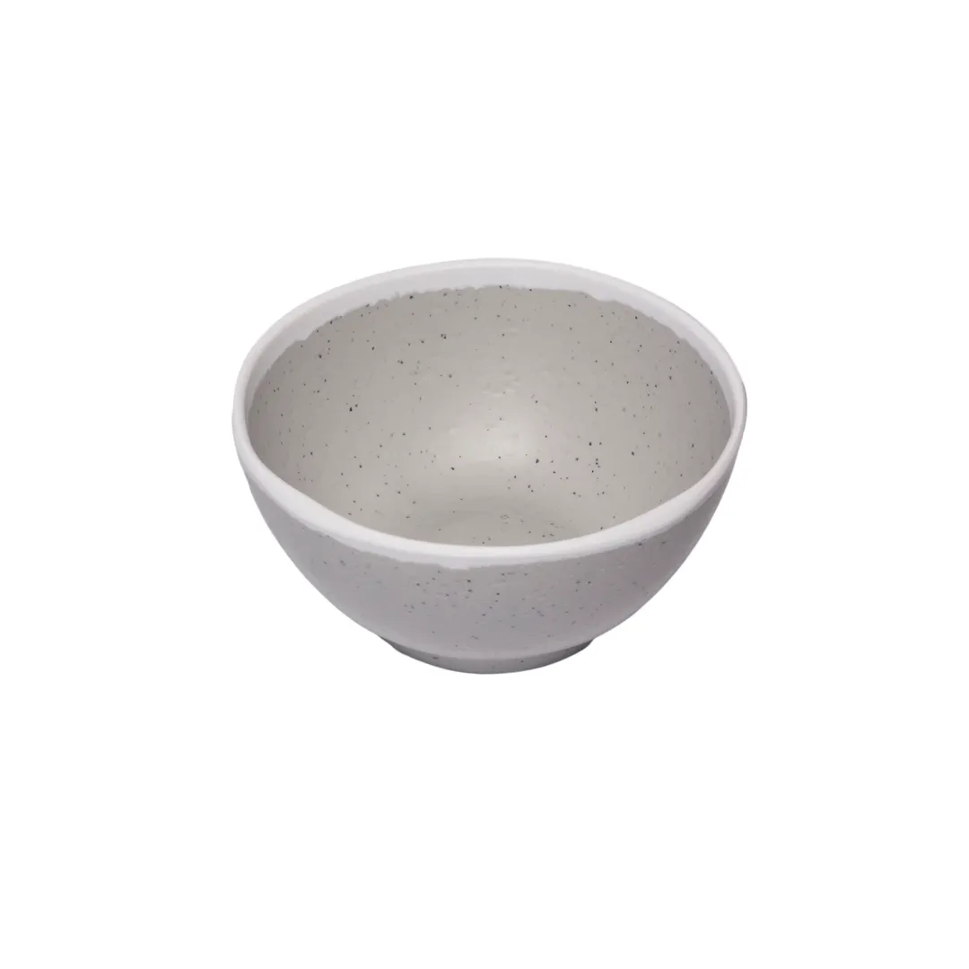 GET B-299-DVG 10‑Oz Round Melamine Bowl, 5" Dia x 2" H, Dove Gray with White Trim - Dozen