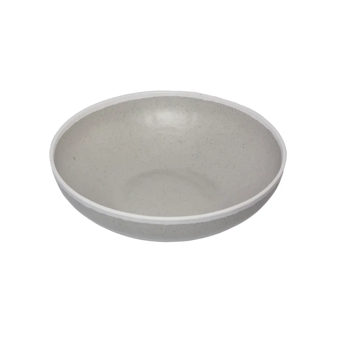 GET B-320-DVG Pottery Bowl, 4 Qt, 12-1/4" Dia, 3-1/4" H, Melamine, Gray/White Trim, Break‑Resist