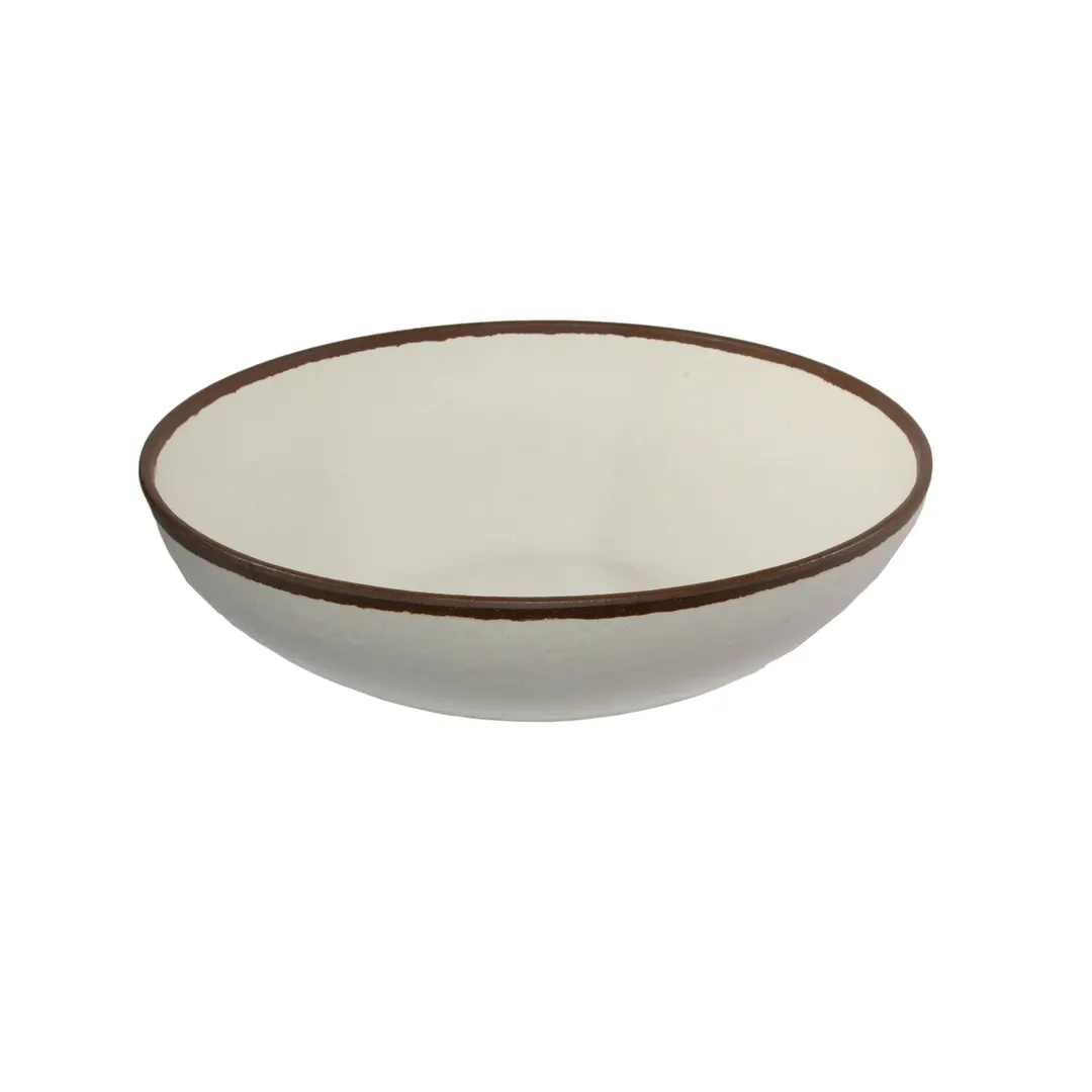 GET B-350-CRM 10 Qt Bowl – 16‑1/2" Dia. x 4‑1/2" H, Cream/Brown, Melamine, BPA‑Free, Dishwasher Safe
