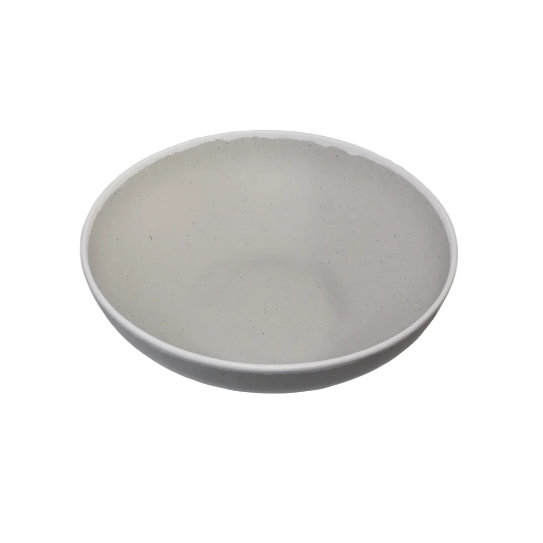 GET B-350-DVG - 10 Qt Round Melamine Bowl, 16‑1/2" Dia x 4‑1/2" H, Dove Gray with White Trim