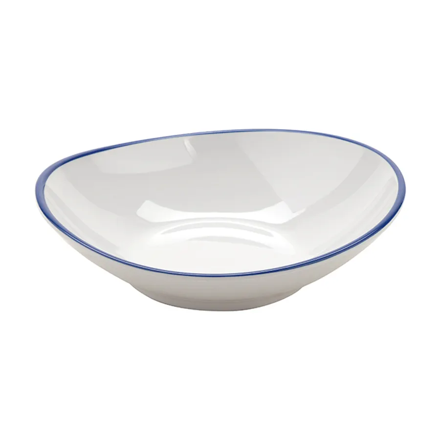GET B-60-W/CB Bistro™ Enamelware Bowl, 6 Oz, 5‑3/4" diameter, White with Blue Trim, Melamine, 1 Dozen