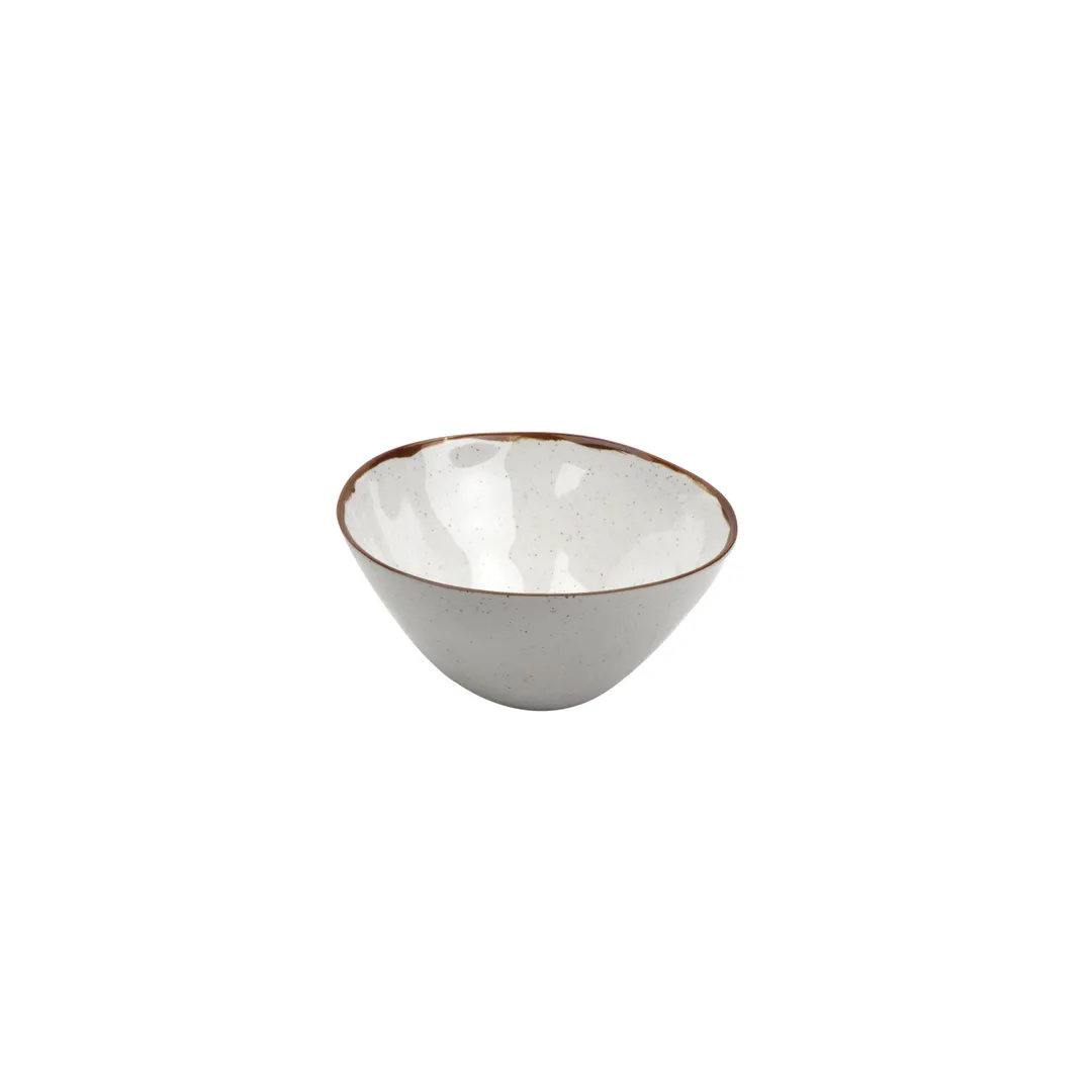 GET B-66-RM Rustic Mill™ Bowl, 2 Qt (9" Dia. x 4" H), Melamine, Cream with Brown Rim, NSF, BPA‑Free