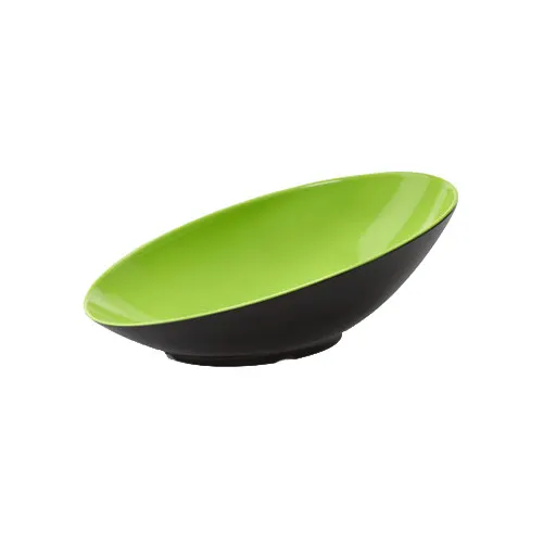 GET B-797-G/BK Brasilia™ Bowl, 1.1 Qt. Oval, Melamine, Green/Black, 14" x 8-3/4" x 5"H