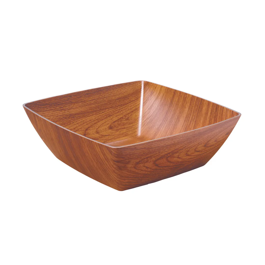 GET B-SQ-9-M Arbor Wood Bowl, 3 Qt 4 Qt Rim Full, 9-1/4" x 9-1/4" x 4" PS Mahogany Brown - 1 Dozen
