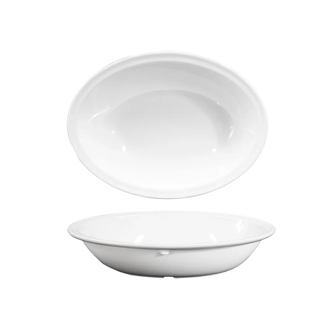 GET B107OV-W Elite Global Solutions Bowl, 32 Oz., 10-1/4" x 7-3/8" x 2-1/4", Oval, Melamine, White