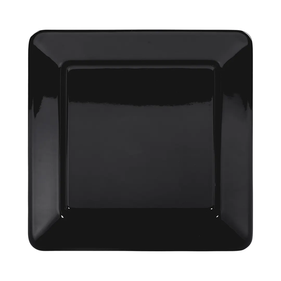 GET B12-B Plate, 12" x 1-1/2" H, Square, Wide Rim, Black Melamine, Break/Chip/Stain Resistant