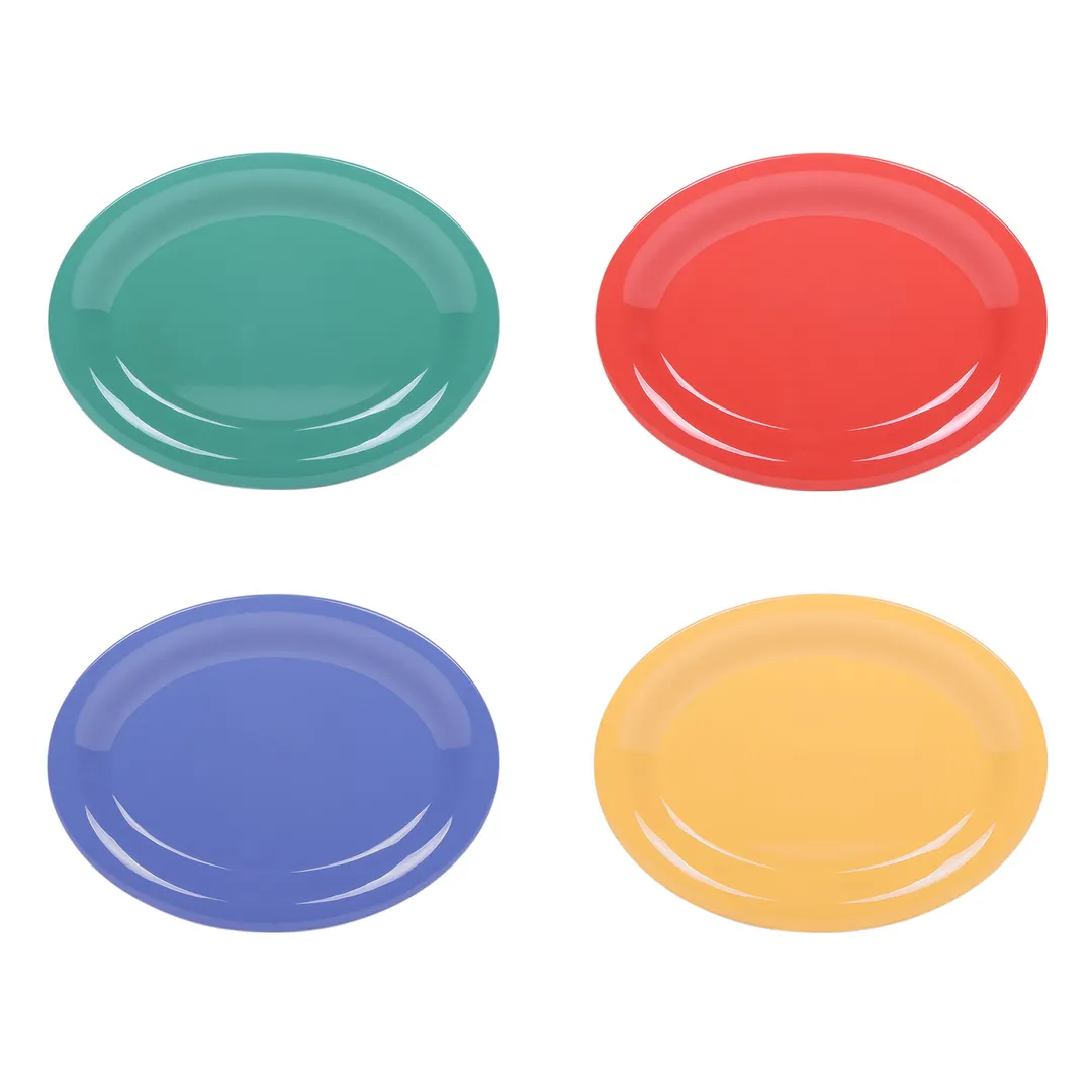 GET B129OV-MIX Oval Platter, 12" x 9" x 7/8", Melamine, Multiple Colors, BPA‑Free, Dishwasher Safe