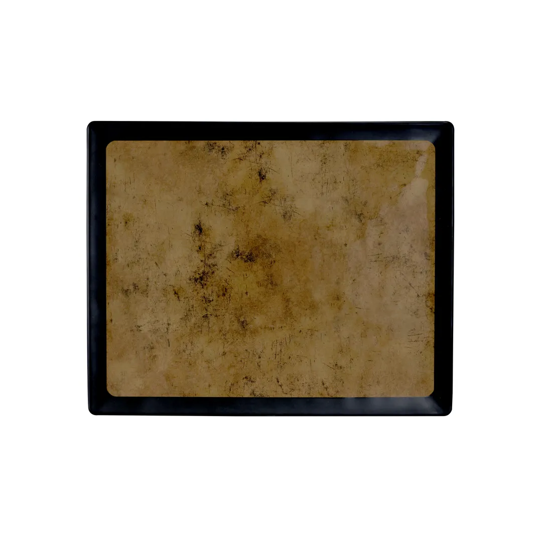 GET B178128-GLDB Tray, 12-5/8"L x 10-3/8"W x 1/2"H, Rectangular Melamine, Black with Gold Decal