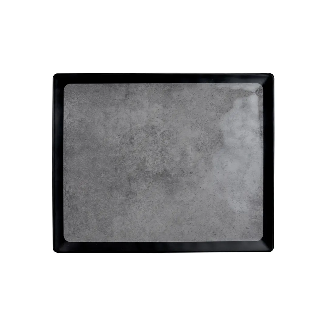GET B178128-SLVB Tray, 12-5/8" x 10-3/8" x 1/2", Black Melamine, Dishwasher Safe, BPA‑Free