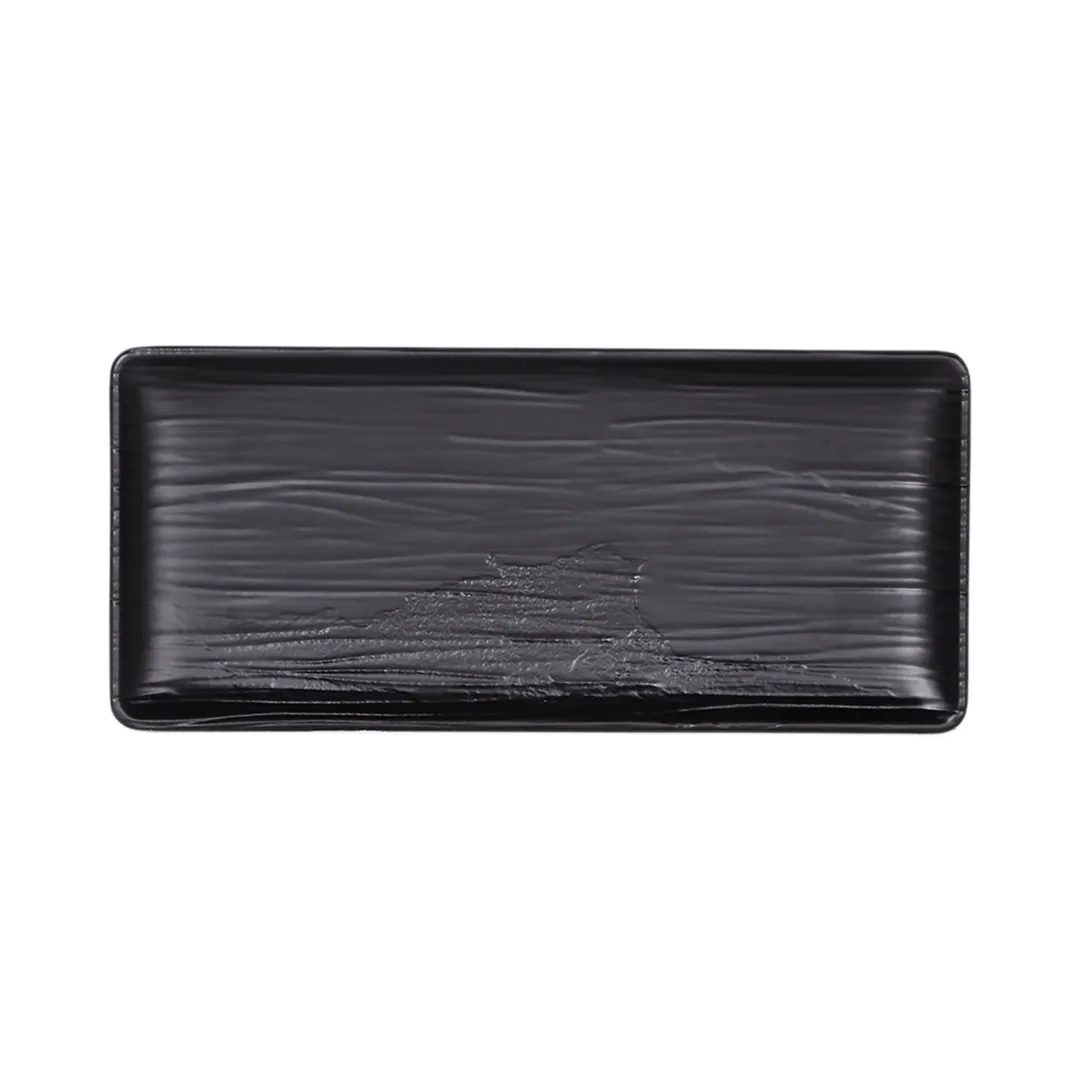 GET B20378-B Elite Global Solutions Plate, 11 3/8" x 5 1/8" x 7/8"H, Rectangular, Melamine, Black