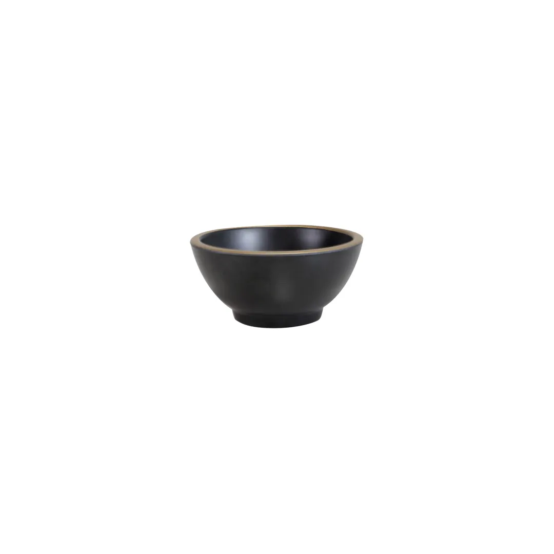 GET B245060-GLDB 20‑Oz Melamine Bowl, 6" Dia. x 3" H, Round Black with Gold Rim, Break‑Chip‑Resistant
